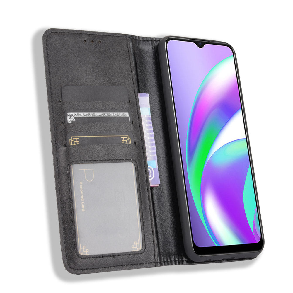 Magnetic Vintage Style Phone Case Wallet Stand Leather Cover for Oppo A15