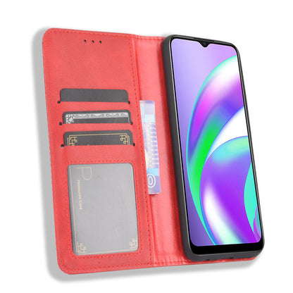 Magnetic Vintage Style Phone Case Wallet Stand Leather Cover for Oppo A15