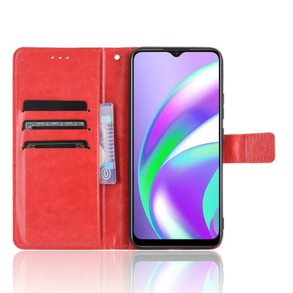 Crazy Horse Wallet Stand Leather Shell with Strap for Oppo A15