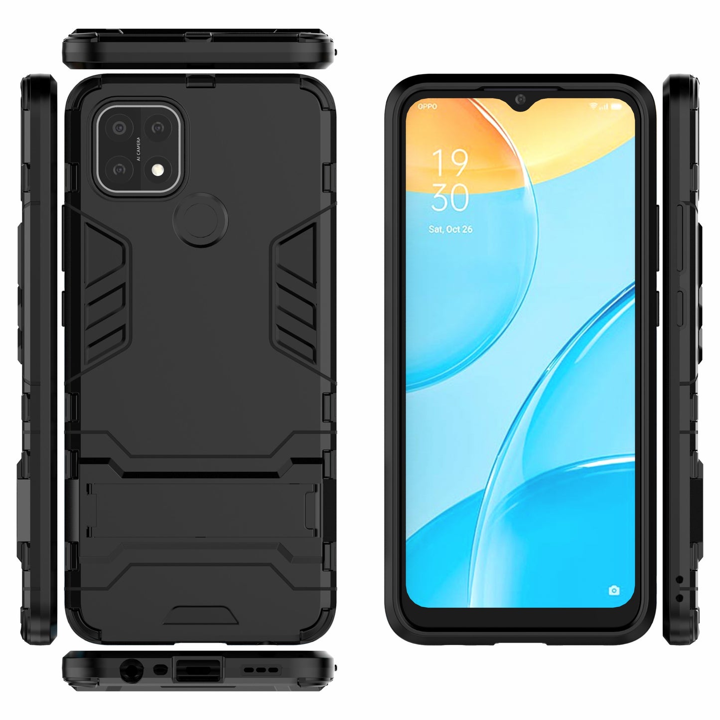 PC + TPU Hybrid Cover with 2-in-1 Kickstand Case for OPPO A15