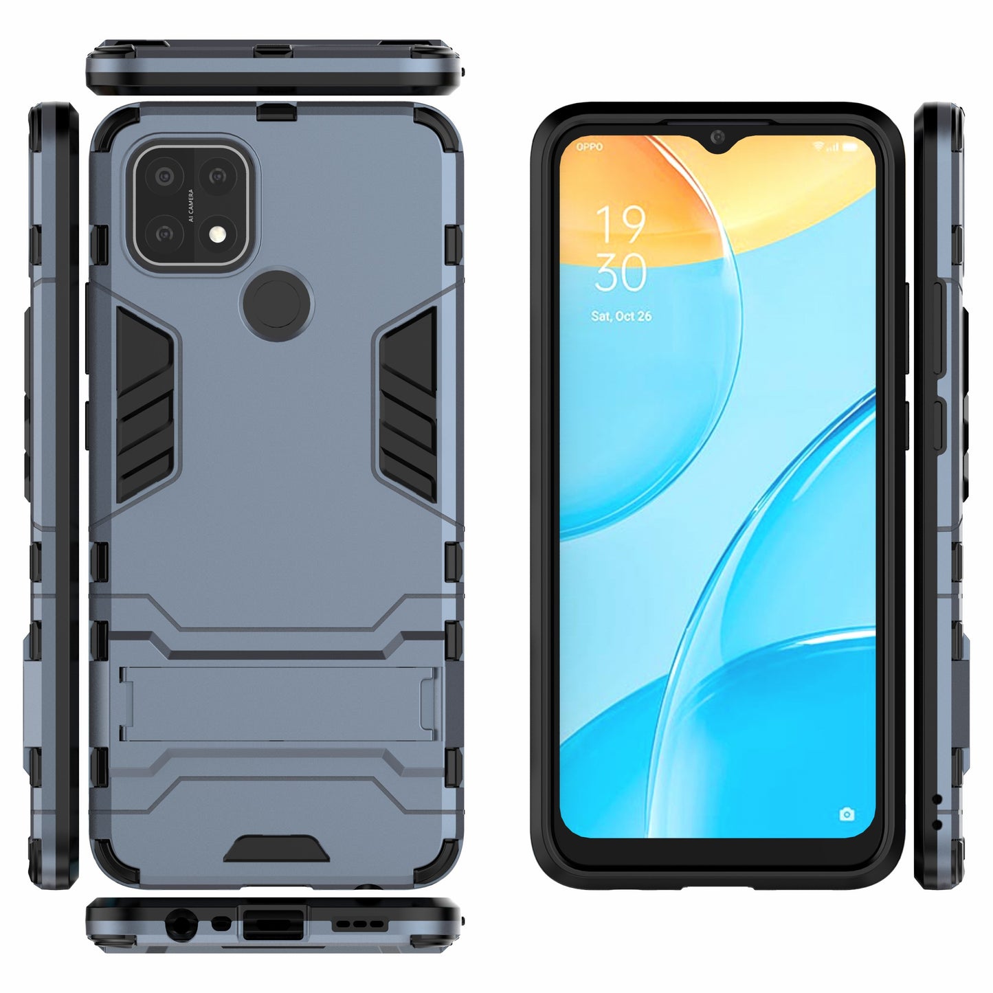 PC + TPU Hybrid Cover with 2-in-1 Kickstand Case for OPPO A15