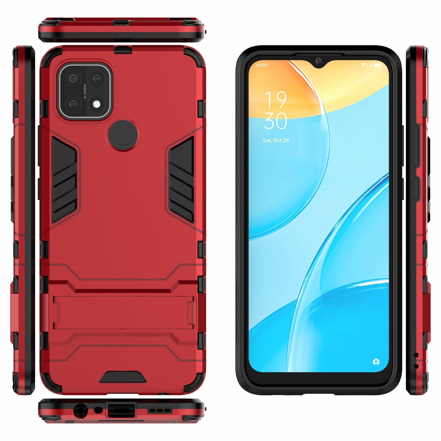 PC + TPU Hybrid Cover with 2-in-1 Kickstand Case for OPPO A15