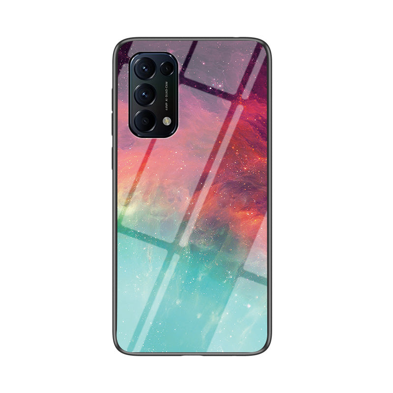 Glass + PC + TPU Hybrid Case with Starry Sky Pattern for Oppo Reno5 5G