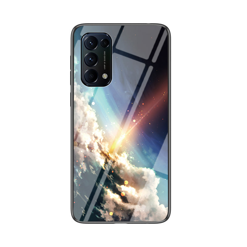 Glass + PC + TPU Hybrid Case with Starry Sky Pattern for Oppo Reno5 5G