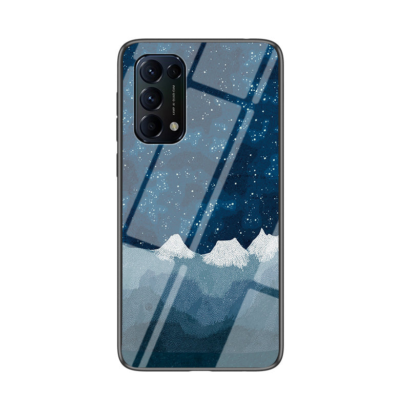 Glass + PC + TPU Hybrid Case with Starry Sky Pattern for Oppo Reno5 5G