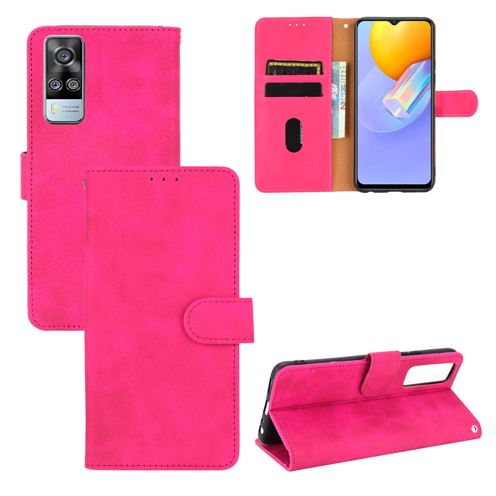 For vivo Y51 (2020, December) Skin-touch PU Leather Wallet Case with Stand