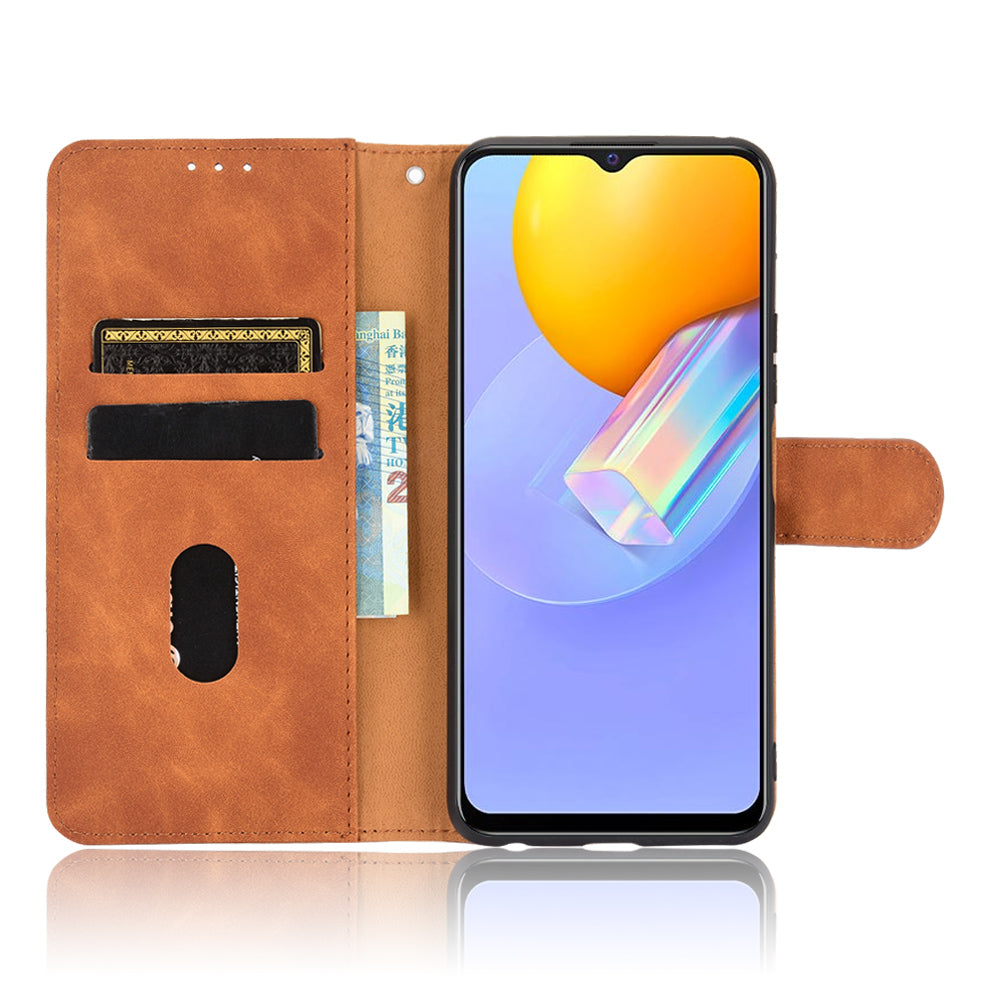 For vivo Y51 (2020, December) Skin-touch PU Leather Wallet Case with Stand