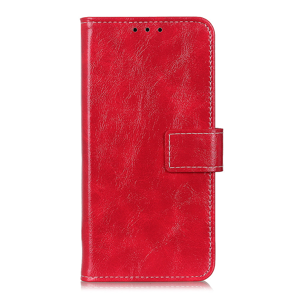 Retro Style Crazy Horse Texture Leather Phone Cover with Wallet Stand Design for Oppo Reno5 Pro Plus 5G/Find X3 Neo