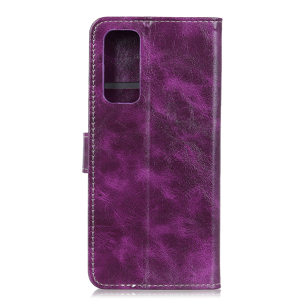 Retro Style Crazy Horse Texture Leather Phone Cover with Wallet Stand Design for Oppo Reno5 Pro Plus 5G/Find X3 Neo