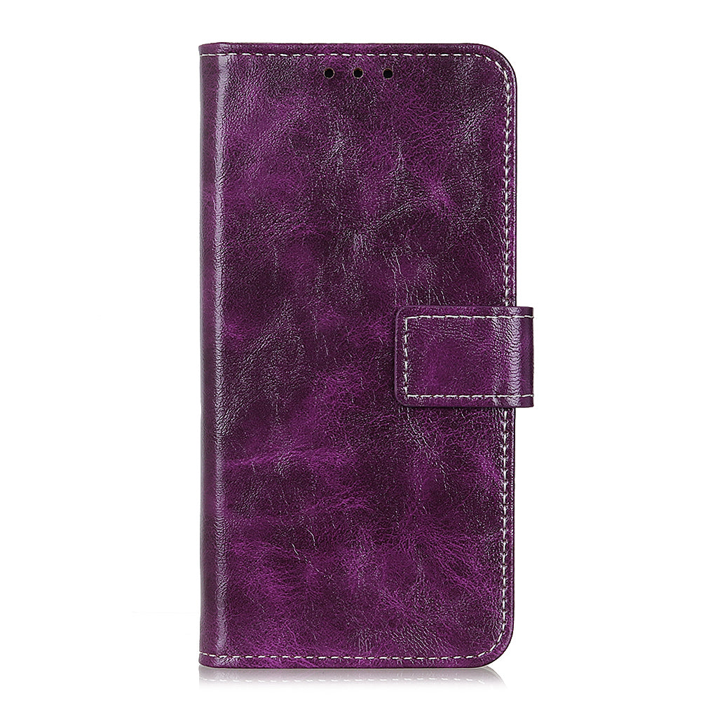 Retro Style Crazy Horse Texture Leather Phone Cover with Wallet Stand Design for Oppo Reno5 Pro Plus 5G/Find X3 Neo