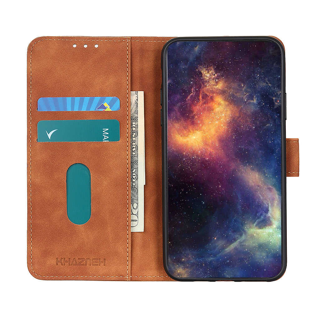 KHAZNEH Retro Style Folio Flip Leather Mobile Phone Wallet Stand Cover Case for Oppo Reno5 Pro Plus 5G/Find X3 Neo