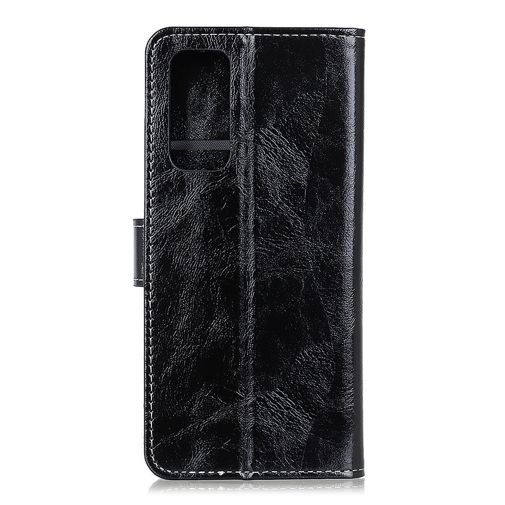 Retro Style Wallet Stand Design Leather Phone Cover Case for Oppo Reno5 5G/Find X3 Lite Crazy Horse Texture Leather Case