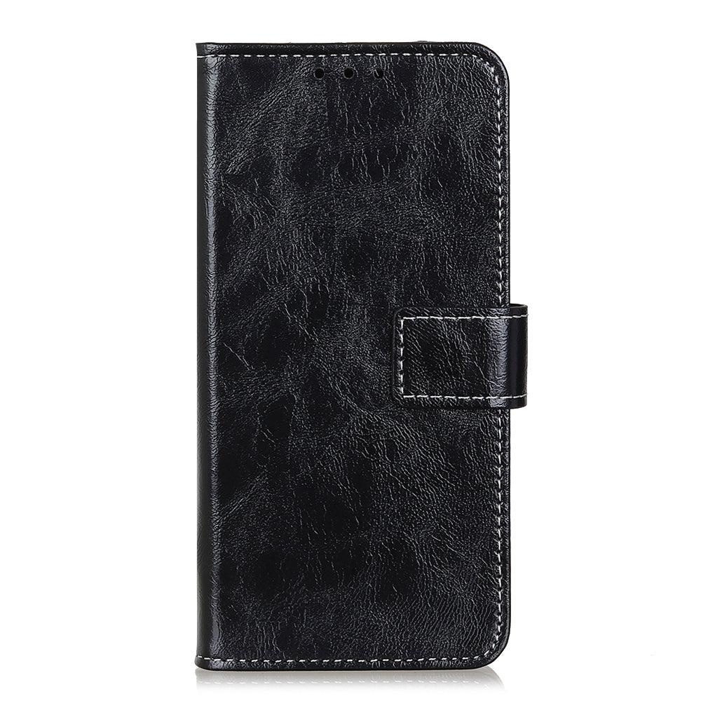 Retro Style Wallet Stand Design Leather Phone Cover Case for Oppo Reno5 5G/Find X3 Lite Crazy Horse Texture Leather Case