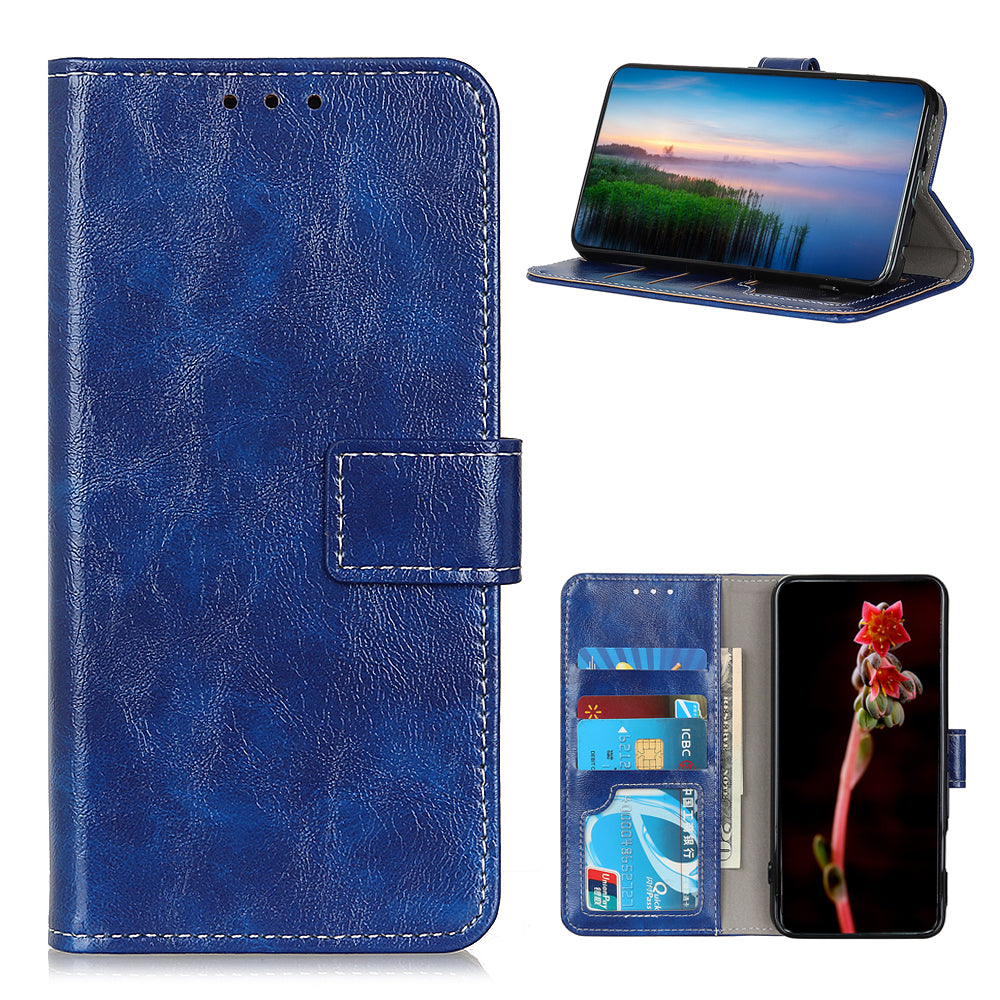 Retro Style Wallet Stand Design Leather Phone Cover Case for Oppo Reno5 5G/Find X3 Lite Crazy Horse Texture Leather Case