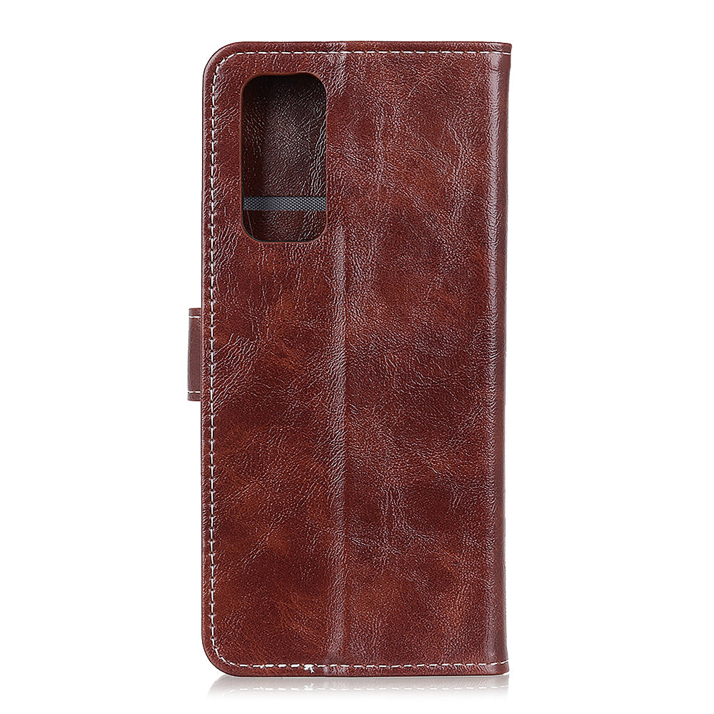 Retro Style Wallet Stand Design Leather Phone Cover Case for Oppo Reno5 5G/Find X3 Lite Crazy Horse Texture Leather Case