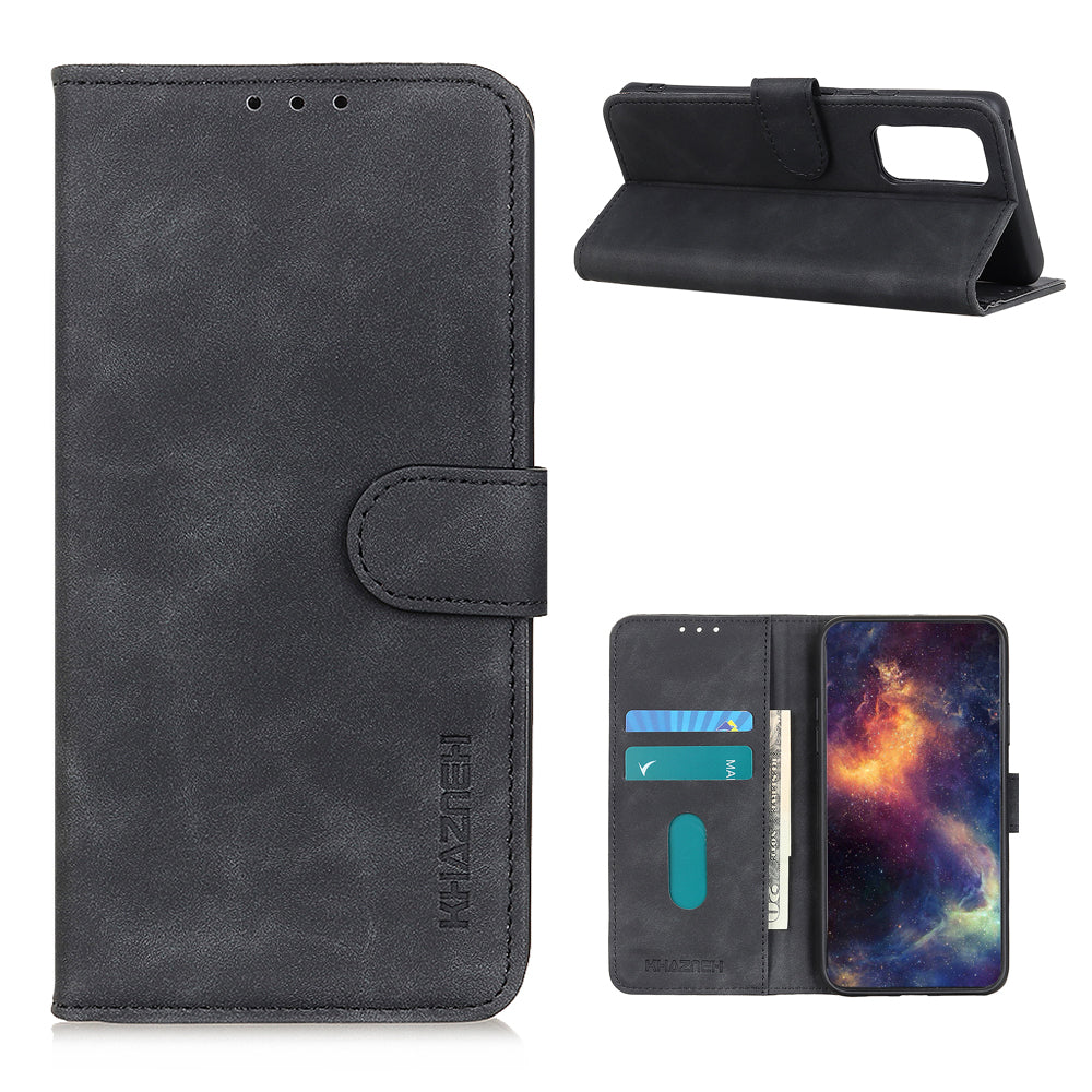 KHAZNEH Retro Style Leather Folio Flip Wallet Mobile Phone Cover Case for Oppo Reno5 5G/Find X3 Lite