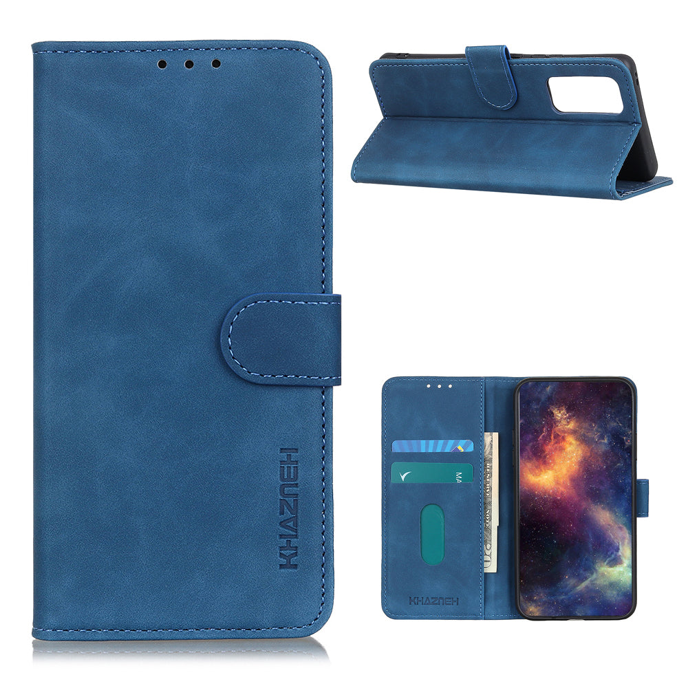 KHAZNEH Retro Style Leather Folio Flip Wallet Mobile Phone Cover Case for Oppo Reno5 5G/Find X3 Lite