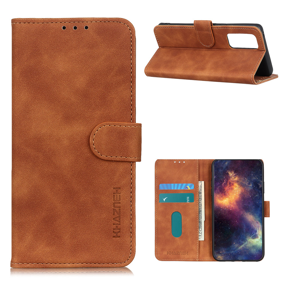 KHAZNEH Retro Style Leather Folio Flip Wallet Mobile Phone Cover Case for Oppo Reno5 5G/Find X3 Lite