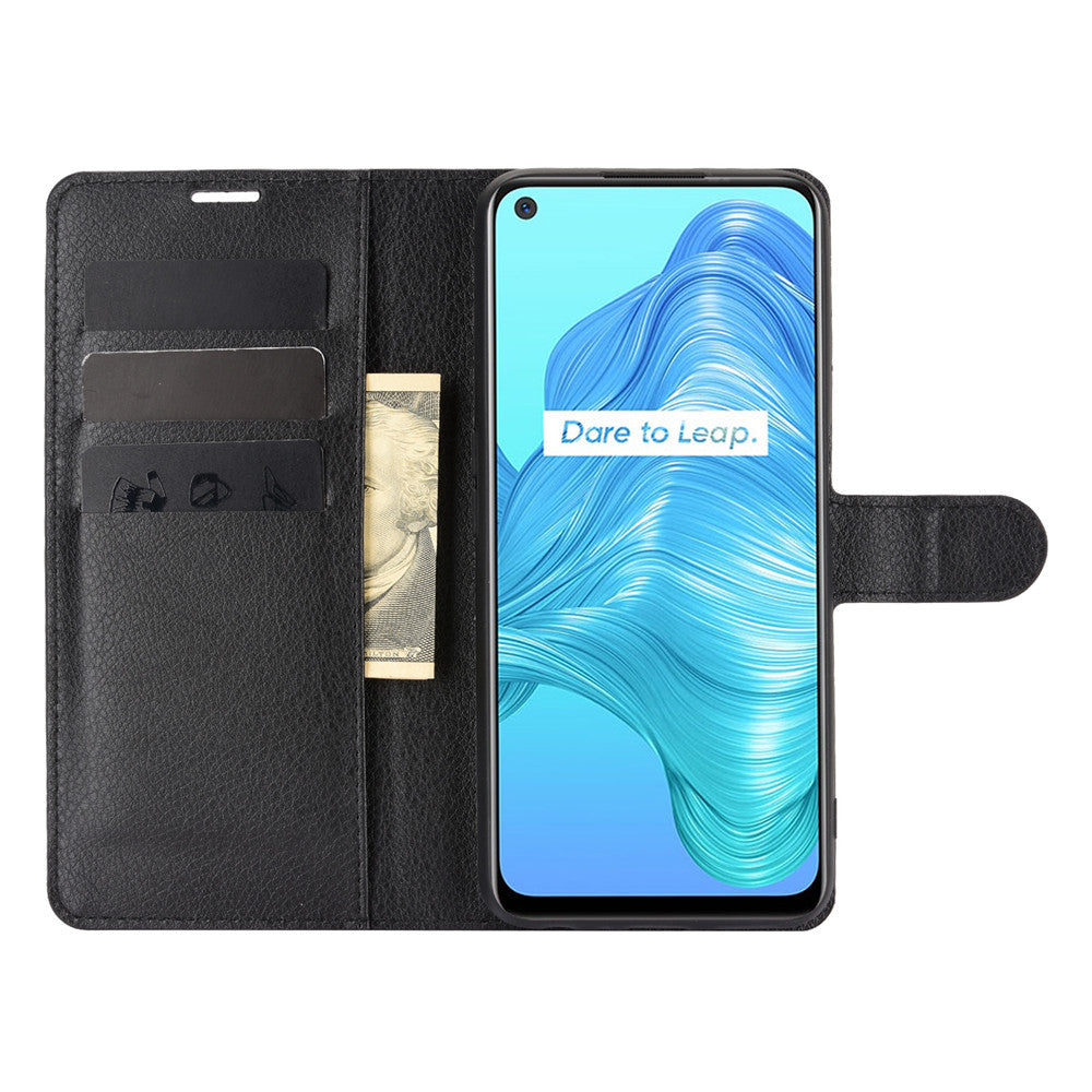 Litchi Texture Wallet Design Leather Phone Protective Stand Cover for Oppo K7X/Realme V5/Realme Q2/Realme 7 5G