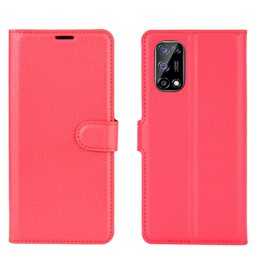 Litchi Texture Wallet Design Leather Phone Protective Stand Cover for Oppo K7X/Realme V5/Realme Q2/Realme 7 5G