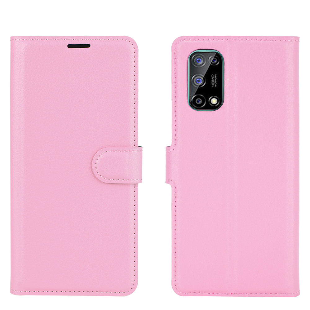 Litchi Texture Wallet Design Leather Phone Protective Stand Cover for Oppo K7X/Realme V5/Realme Q2/Realme 7 5G