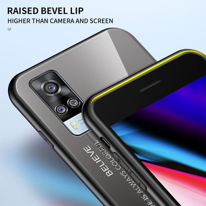 Color Gradient Tempered Glass Cell Phone TPU Frame Back Case for vivo Y51 (2020, December)