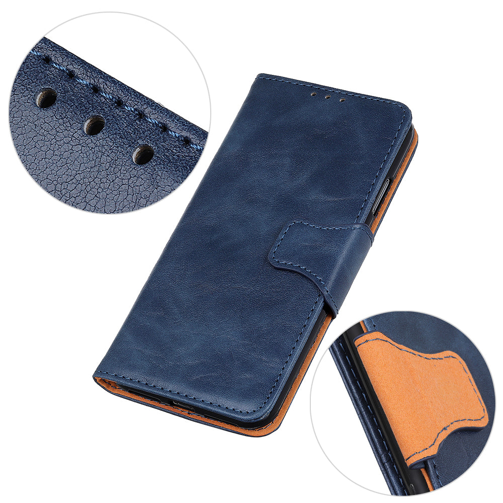 Wallet Stand Design Crazy Horse Split Leather Protector Cover for Oppo Reno5 5G