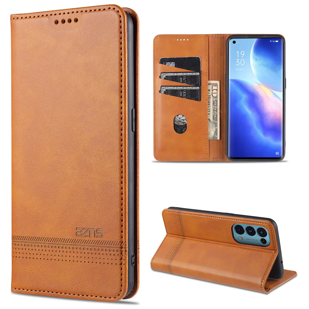 AZNS for Oppo Reno5 5G Auto-absorbed Leather Protector Stand Case