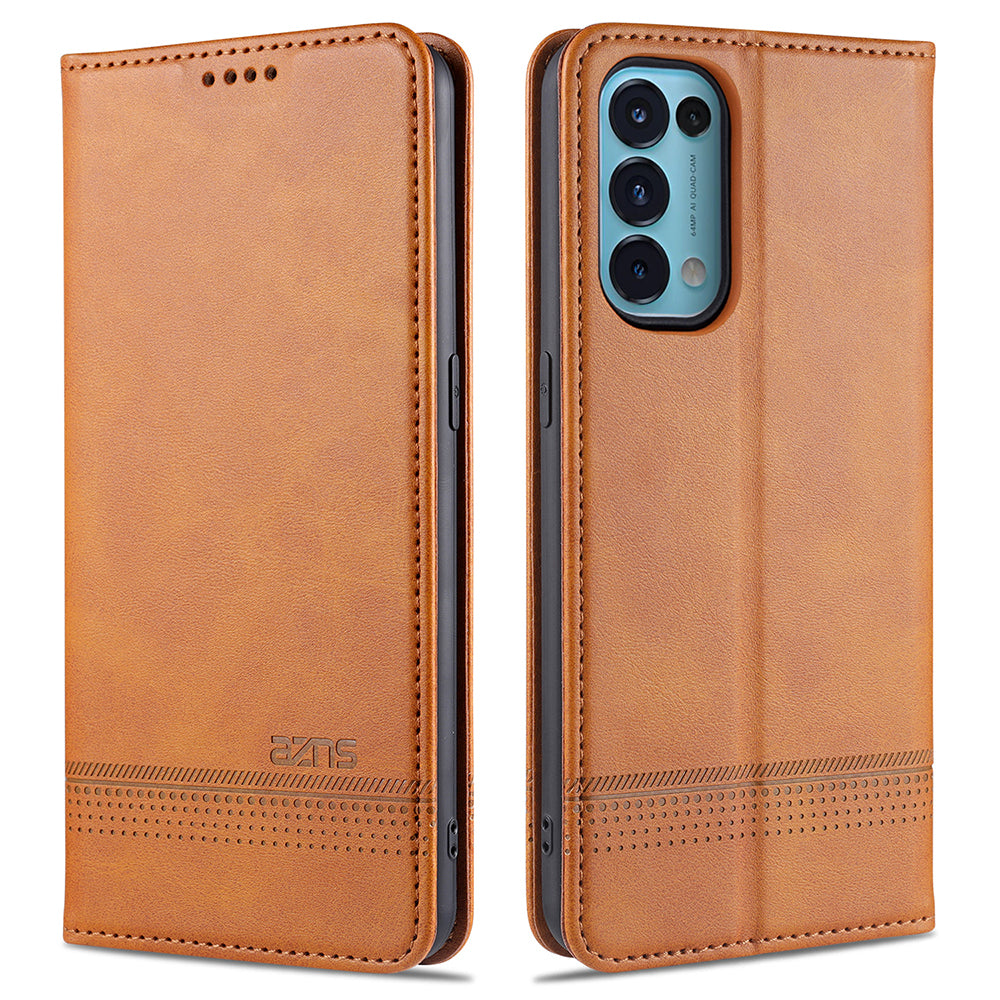 AZNS for Oppo Reno5 5G Auto-absorbed Leather Protector Stand Case