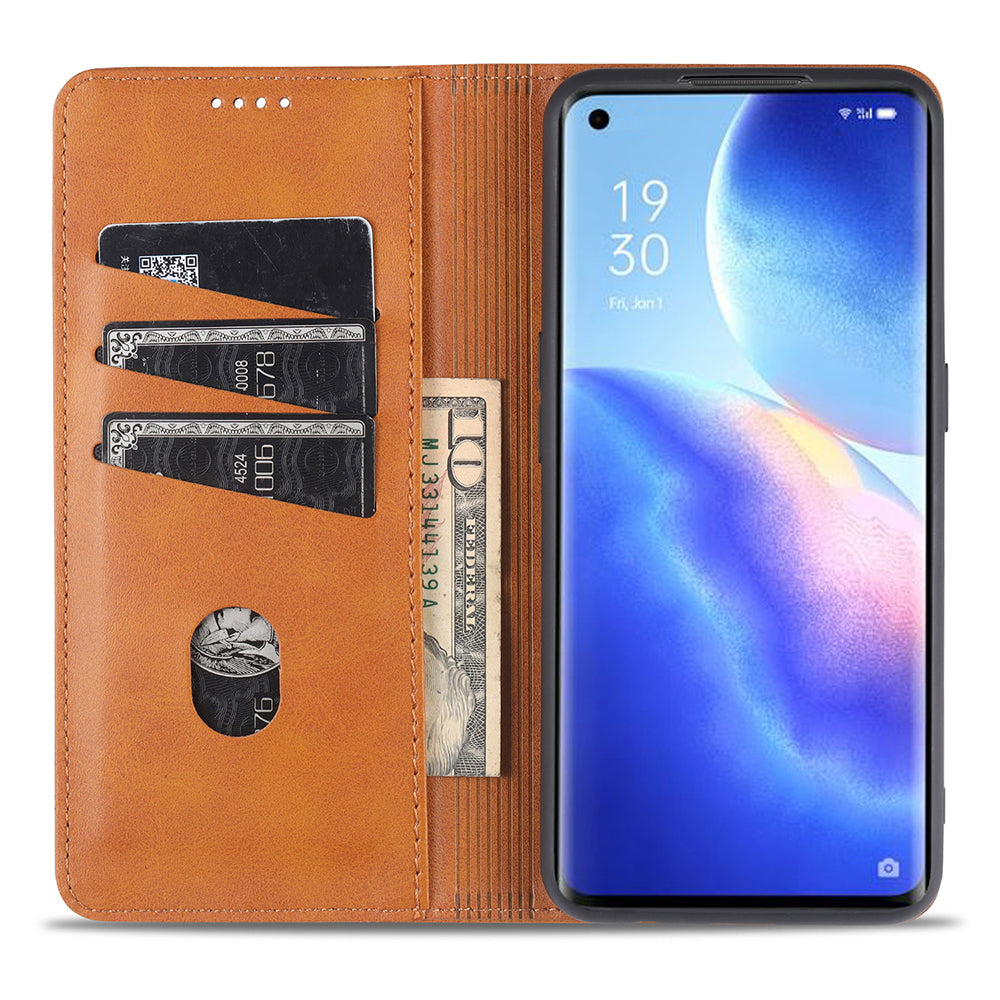 AZNS for Oppo Reno5 5G Auto-absorbed Leather Protector Stand Case