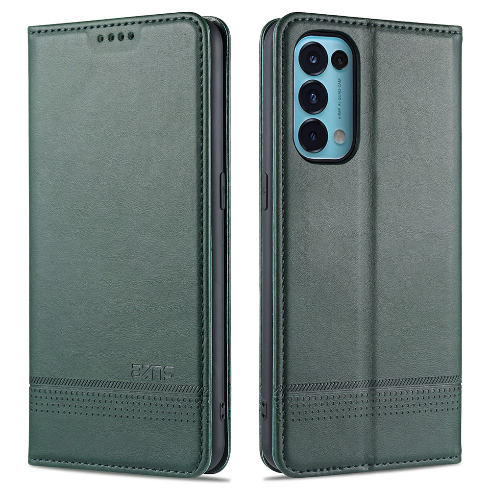 AZNS for Oppo Reno5 5G Auto-absorbed Leather Protector Stand Case