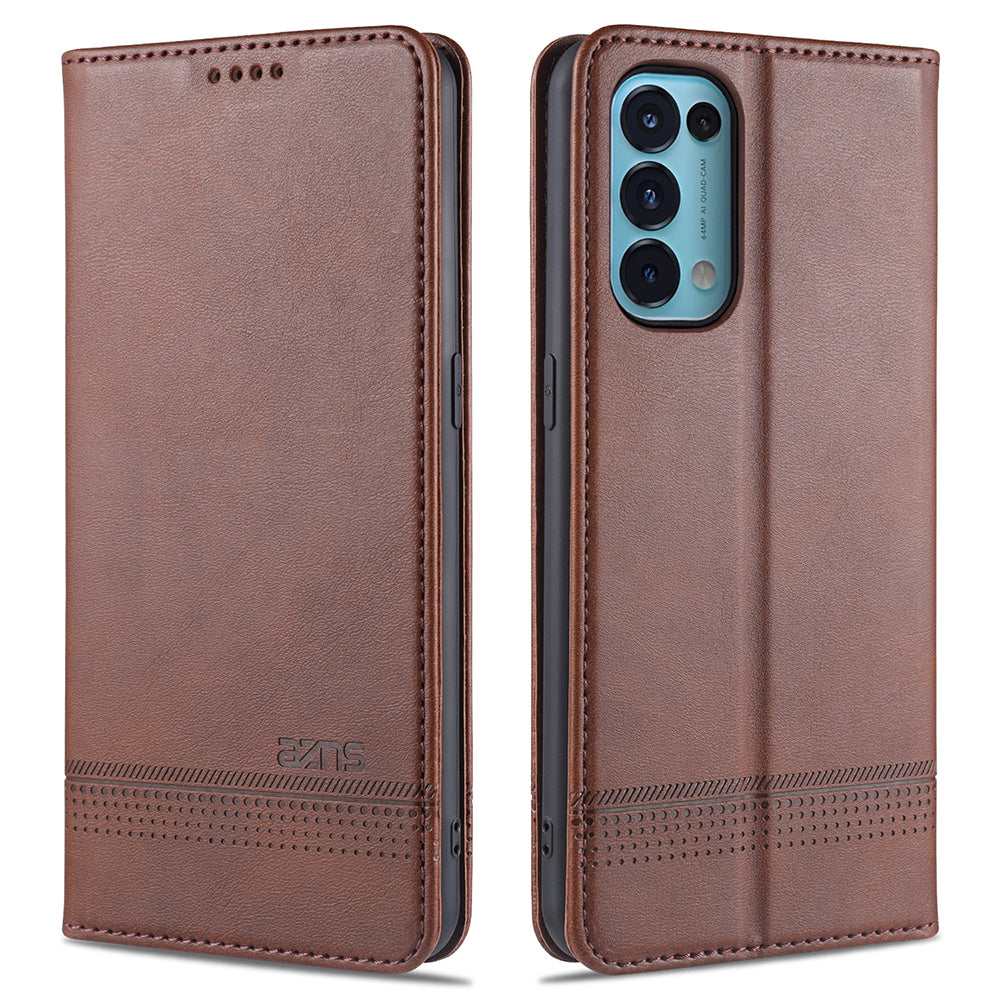 AZNS for Oppo Reno5 5G Auto-absorbed Leather Protector Stand Case