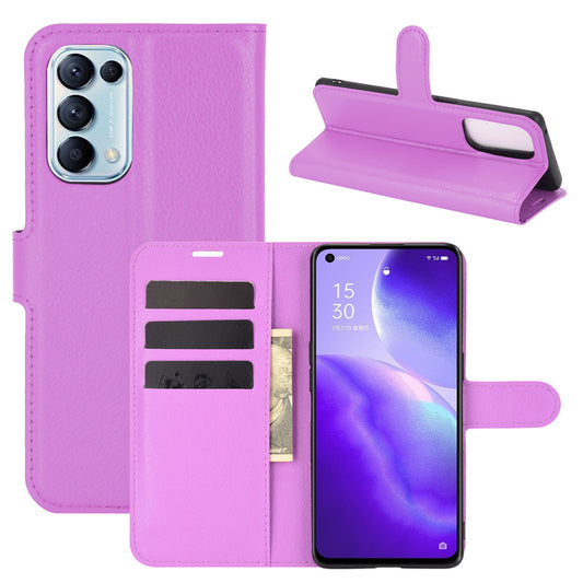 Litchi Texture Leather Phone Protective Cover with Wallet Stand Design for Oppo Reno5 5G/Reno5 4G/Reno5 K/Find X3 Lite