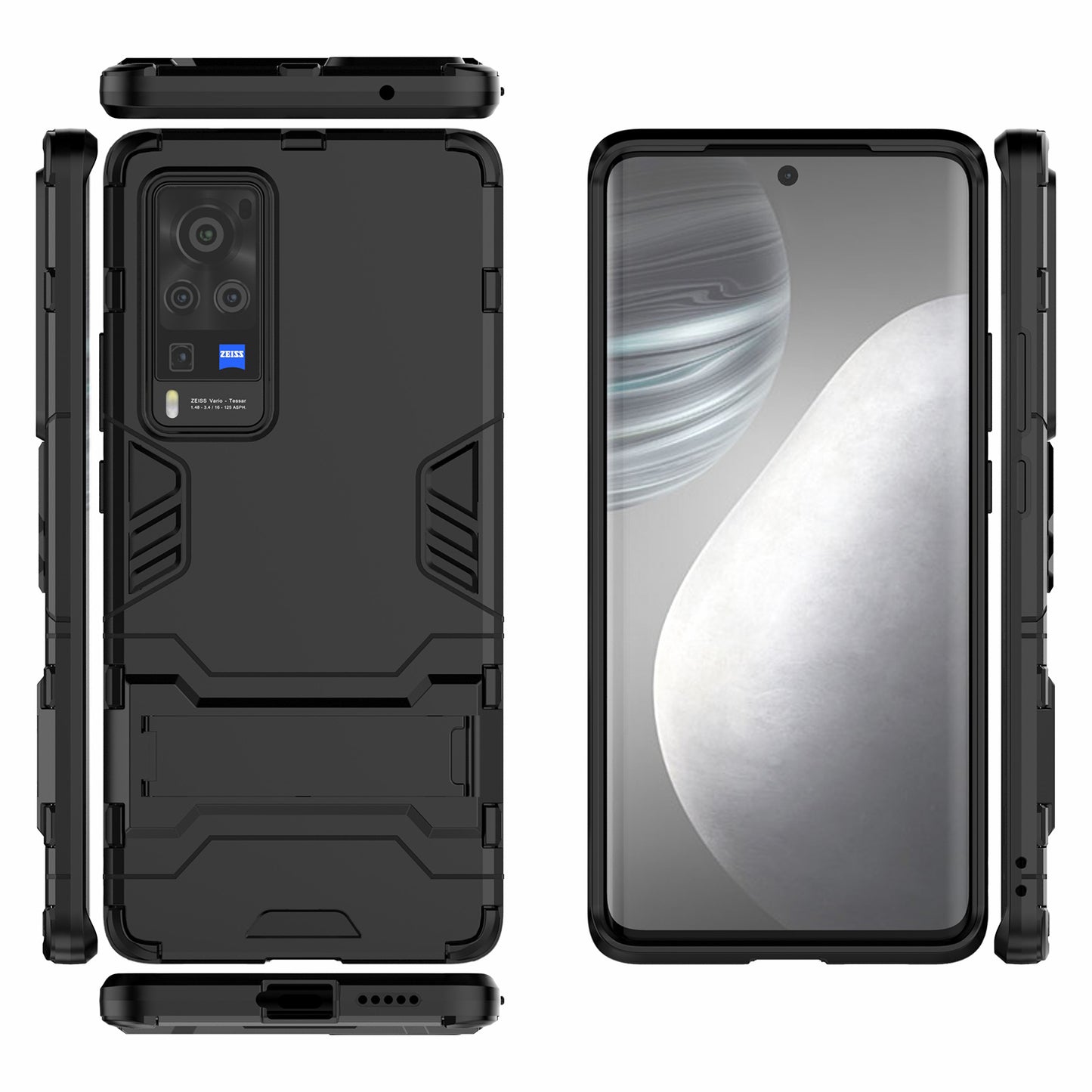 2 in 1 Dual Layer Plastic + TPU Hybrid Phone Cover Case with Kickstand for vivo X60 Pro (China)