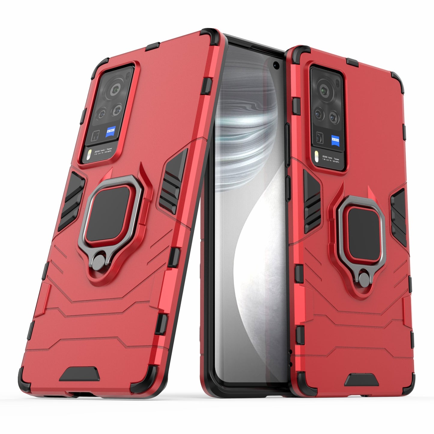 TPU + PC Dual-Layer Hybrid Case for vivo X60 Pro (China) Finger Ring Kickstand Cover