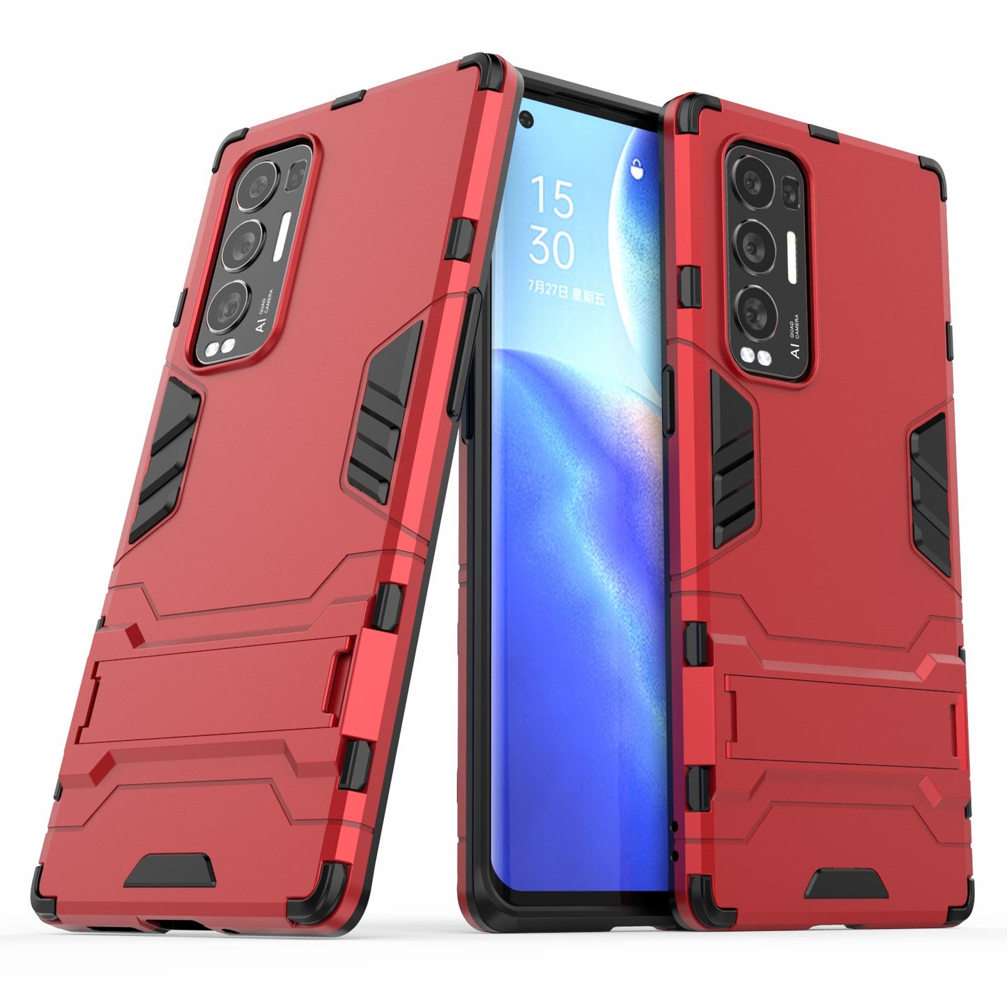 2 in 1 Kickstand Protector Plastic + TPU Hybrid Cover for Oppo Reno5 Pro+ 5G/Oppo Find X3 Neo