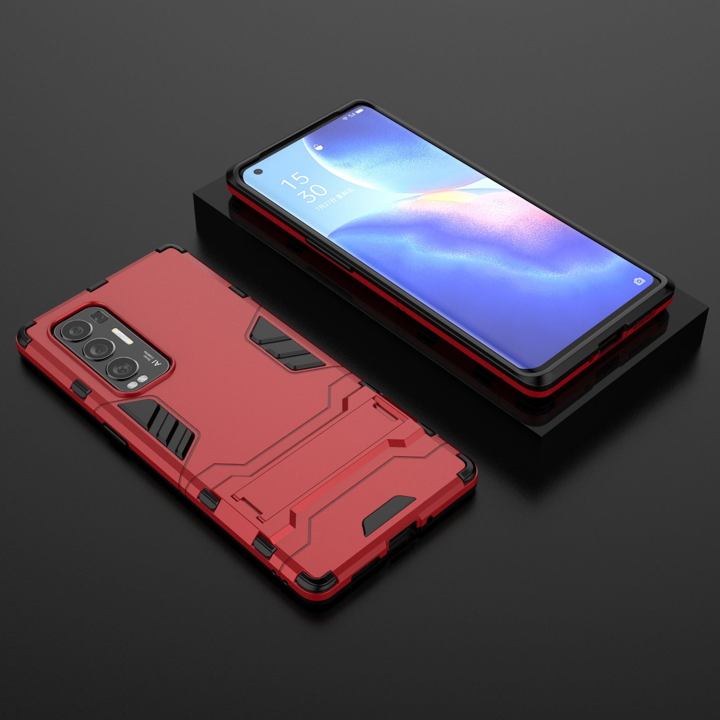 2 in 1 Kickstand Protector Plastic + TPU Hybrid Cover for Oppo Reno5 Pro+ 5G/Oppo Find X3 Neo