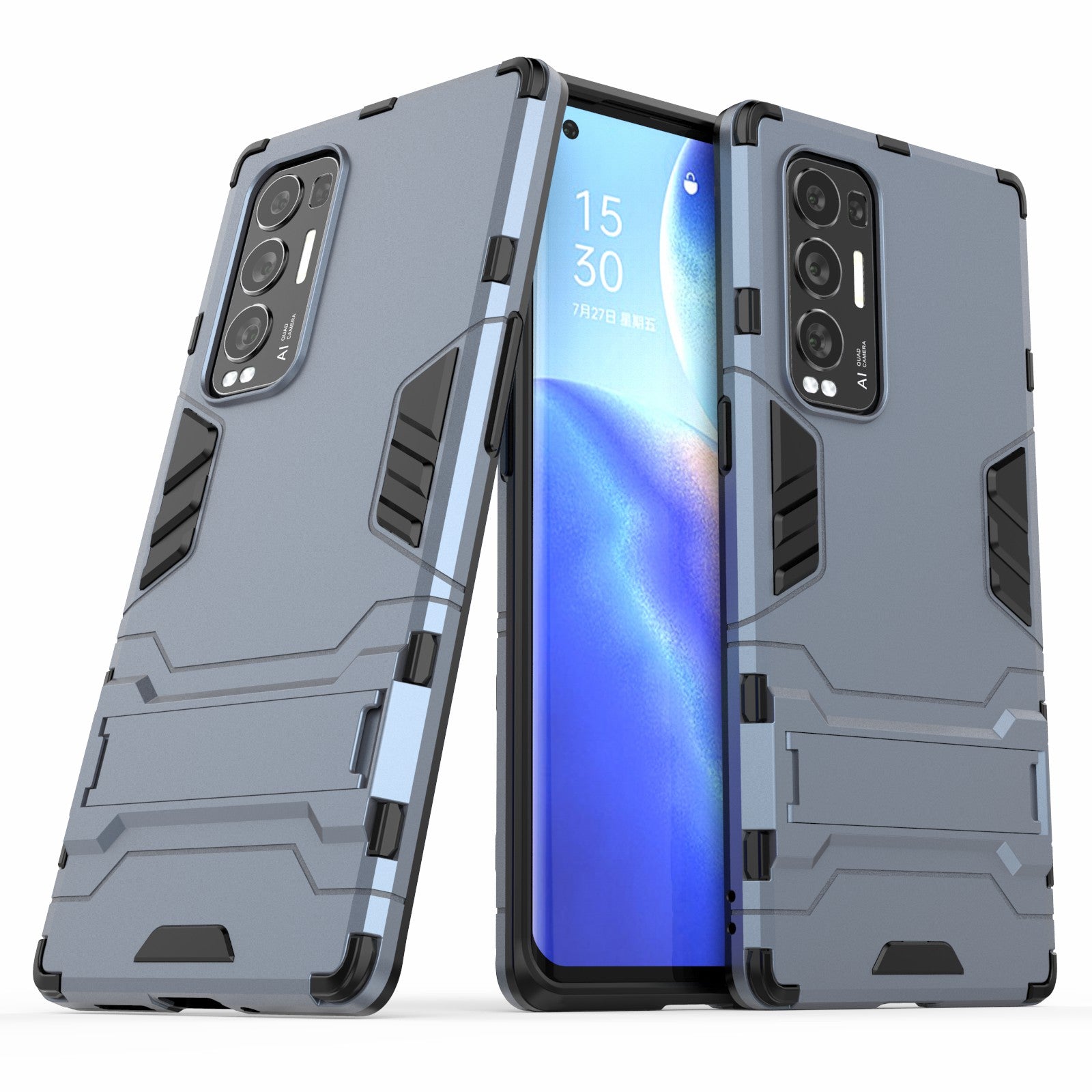 2 in 1 Kickstand Protector Plastic + TPU Hybrid Cover for Oppo Reno5 Pro+ 5G/Oppo Find X3 Neo