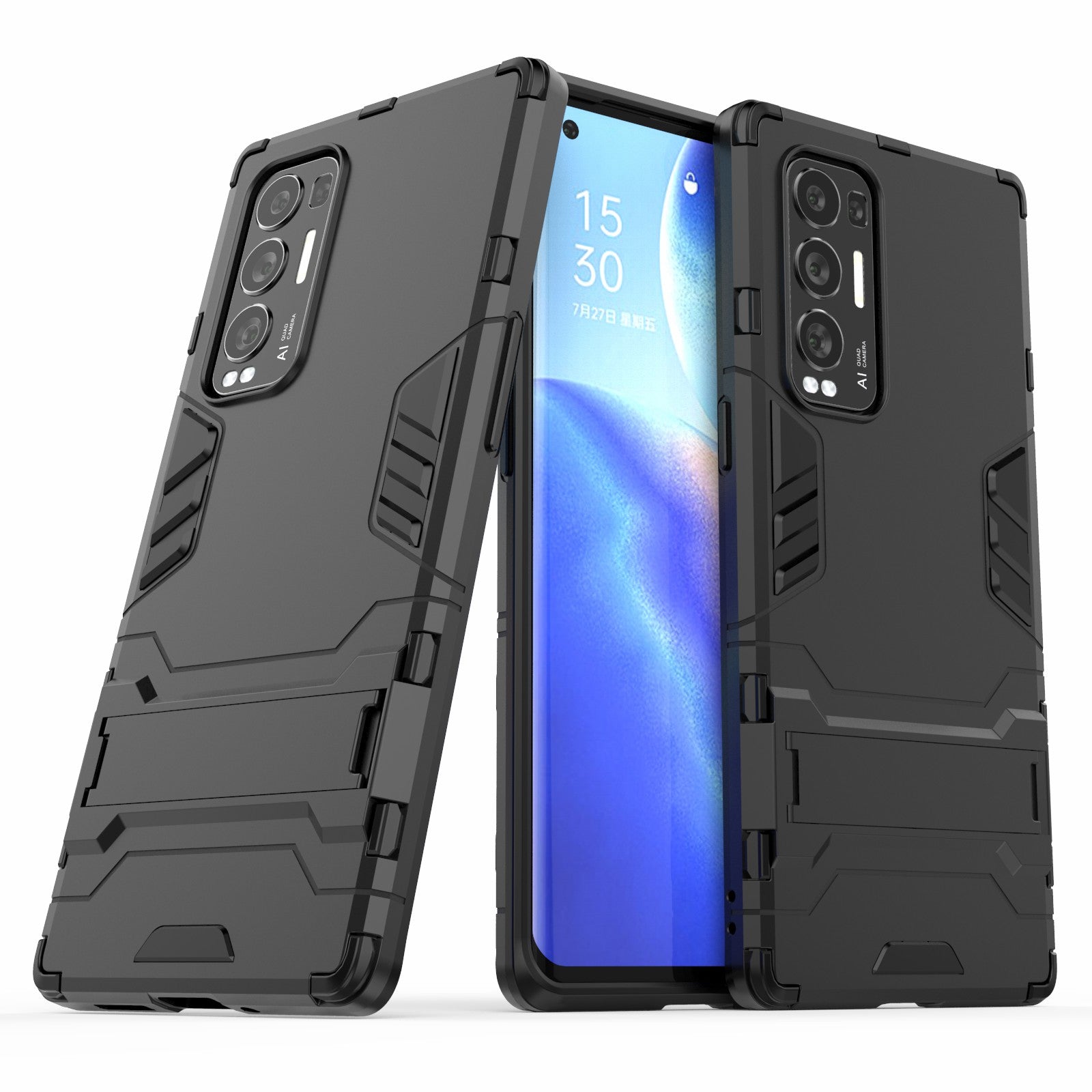 2 in 1 Kickstand Protector Plastic + TPU Hybrid Cover for Oppo Reno5 Pro+ 5G/Oppo Find X3 Neo