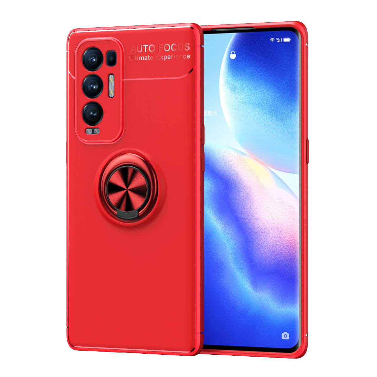 TPU Phone Case Metal Ring Kickstand Design Cover with Built-in Magnetic Sheet for Oppo Reno5 Pro Plus 5G