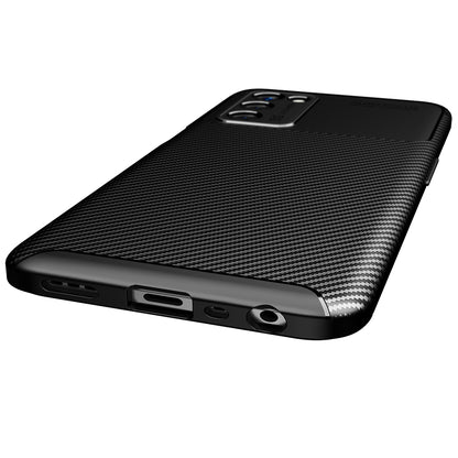 Carbon Fiber Texture Soft TPU Drop-proof Mobile Phone Cover for Oppo A55 5G