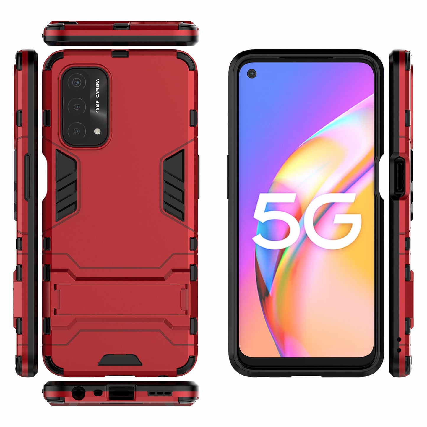 2 in 1 Kickstand Protector Plastic + TPU Hybrid Cover for Oppo A93 5G