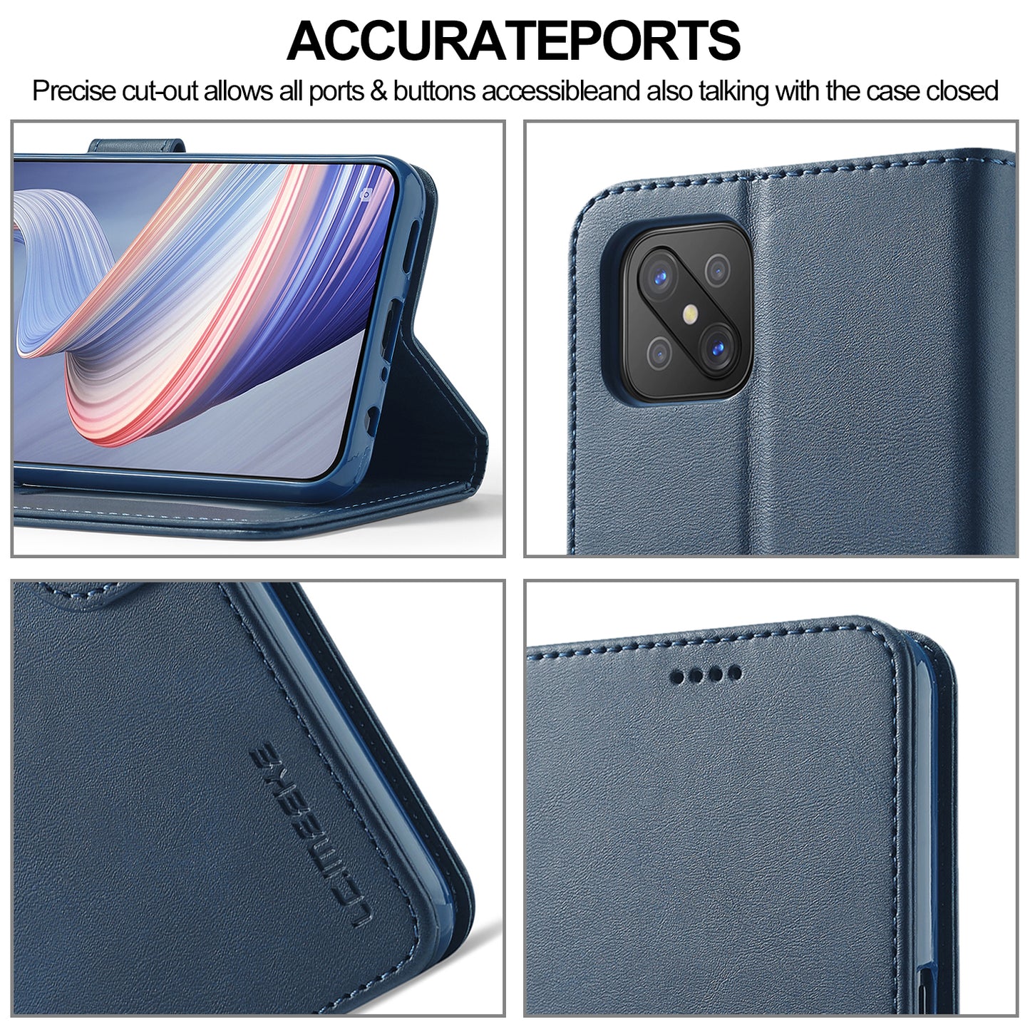 LC.IMEEKE Strong Auto-Absorbed Business Style Leather Phone Cover Shell for Oppo Reno4 Z 5G / Oppo A92s