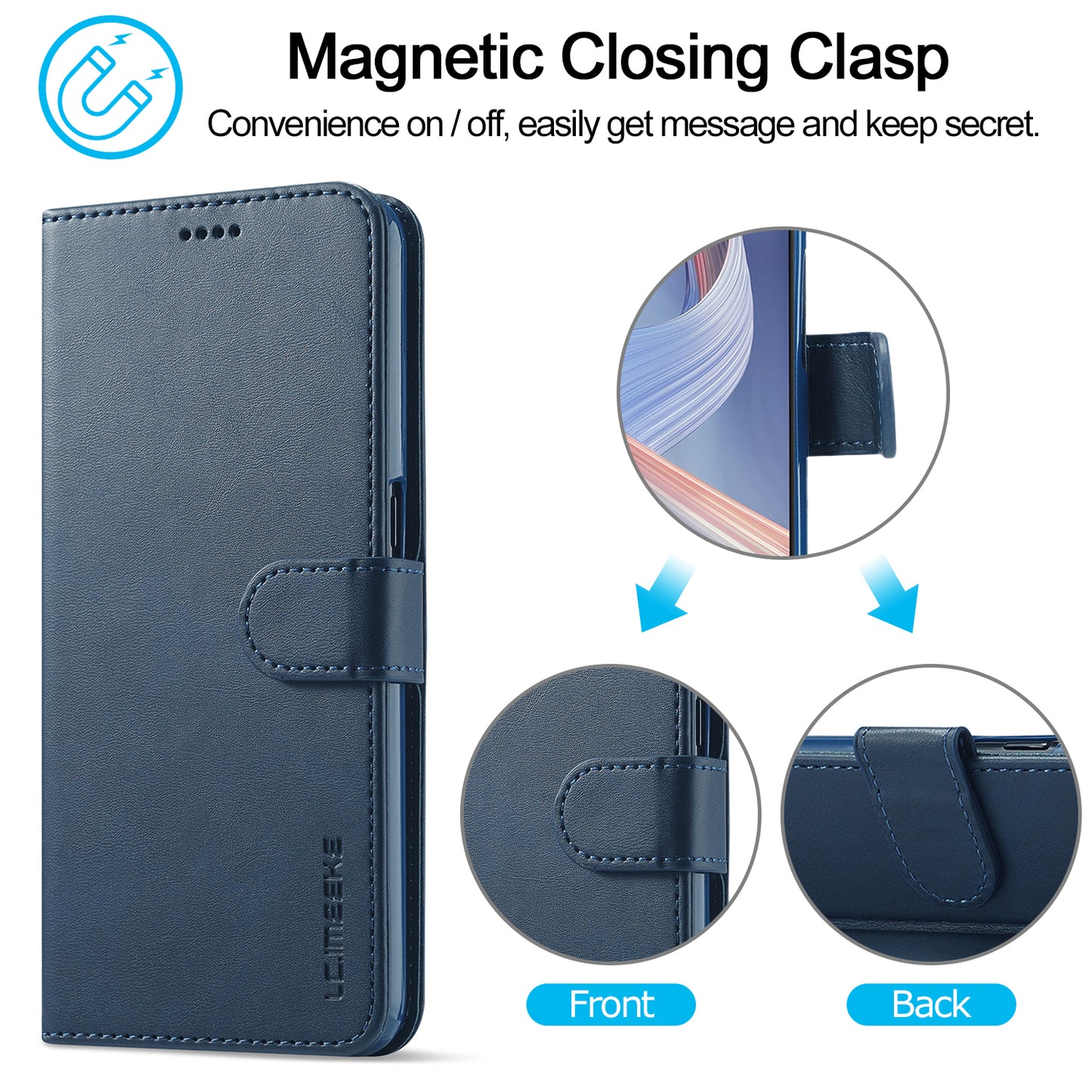 LC.IMEEKE Strong Auto-Absorbed Business Style Leather Phone Cover Shell for Oppo Reno4 Z 5G / Oppo A92s