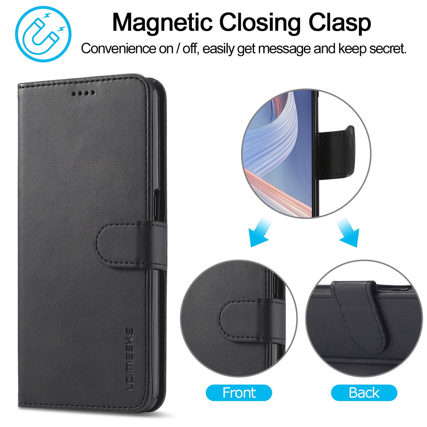 LC.IMEEKE Strong Auto-Absorbed Business Style Leather Phone Cover Shell for Oppo Reno4 Z 5G / Oppo A92s