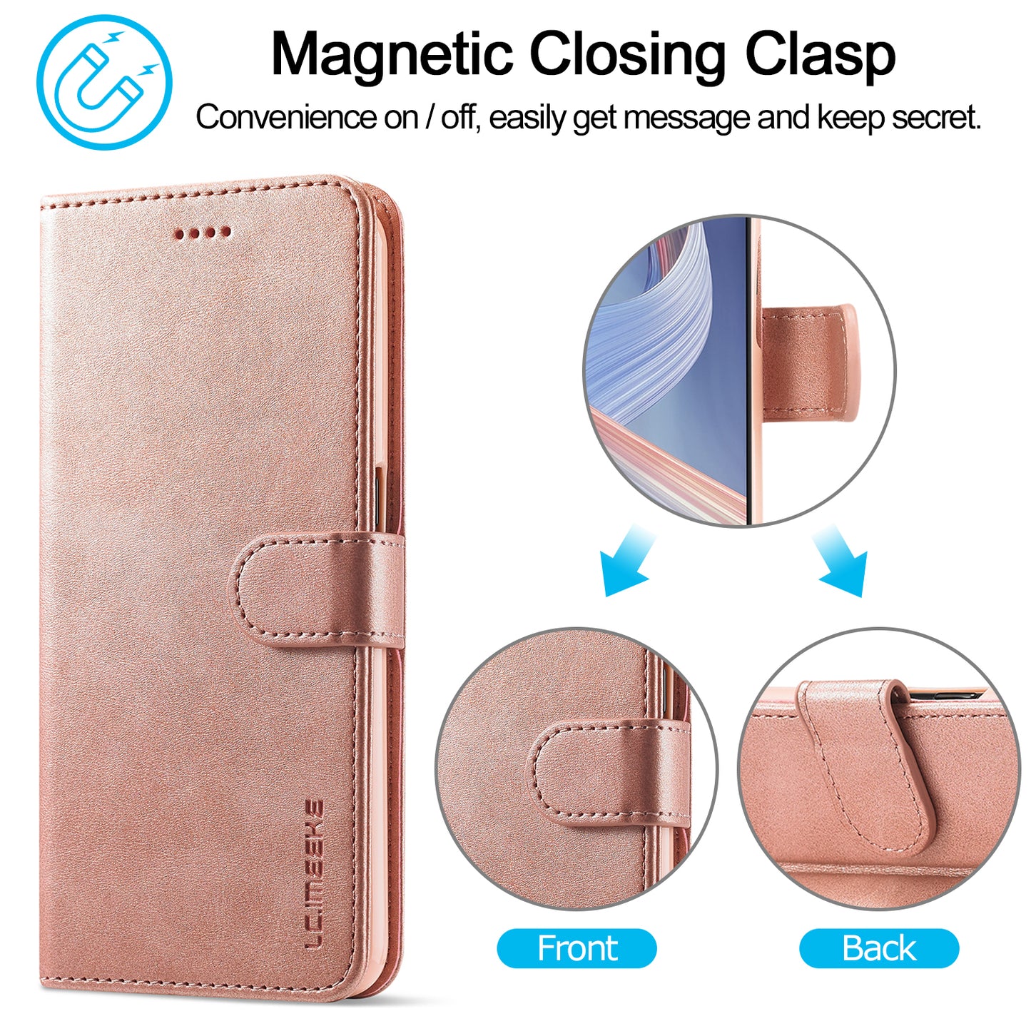 LC.IMEEKE Strong Auto-Absorbed Business Style Leather Phone Cover Shell for Oppo Reno4 Z 5G / Oppo A92s