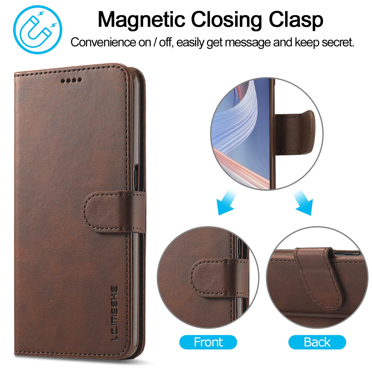 LC.IMEEKE Strong Auto-Absorbed Business Style Leather Phone Cover Shell for Oppo Reno4 Z 5G / Oppo A92s