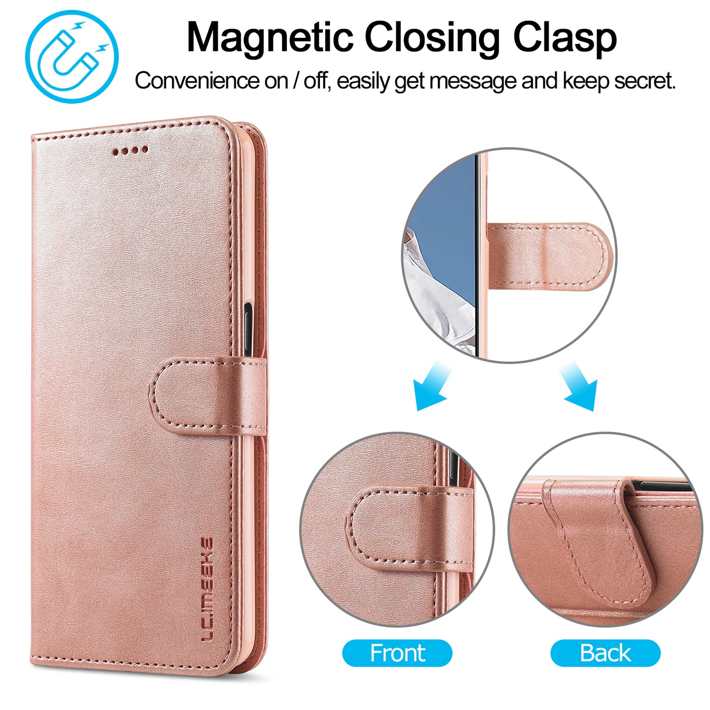 LC.IMEEKE Wallet Stand Leather Shell Phone Cover Case for OPPO A52 / A72 / A92