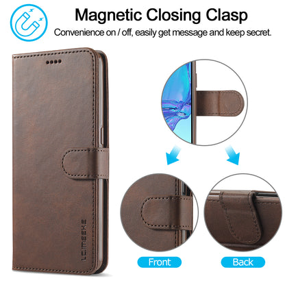 LC.IMEEKE Wallet Stand Leather Shell Cell Phone Cover Case for Oppo A32 (2020) / A33 (2020) / A53 (2020) / A53s