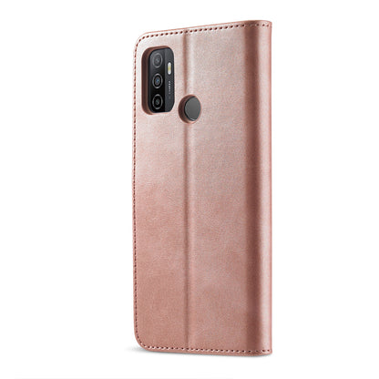 LC.IMEEKE Wallet Stand Leather Shell Cell Phone Cover Case for Oppo A32 (2020) / A33 (2020) / A53 (2020) / A53s